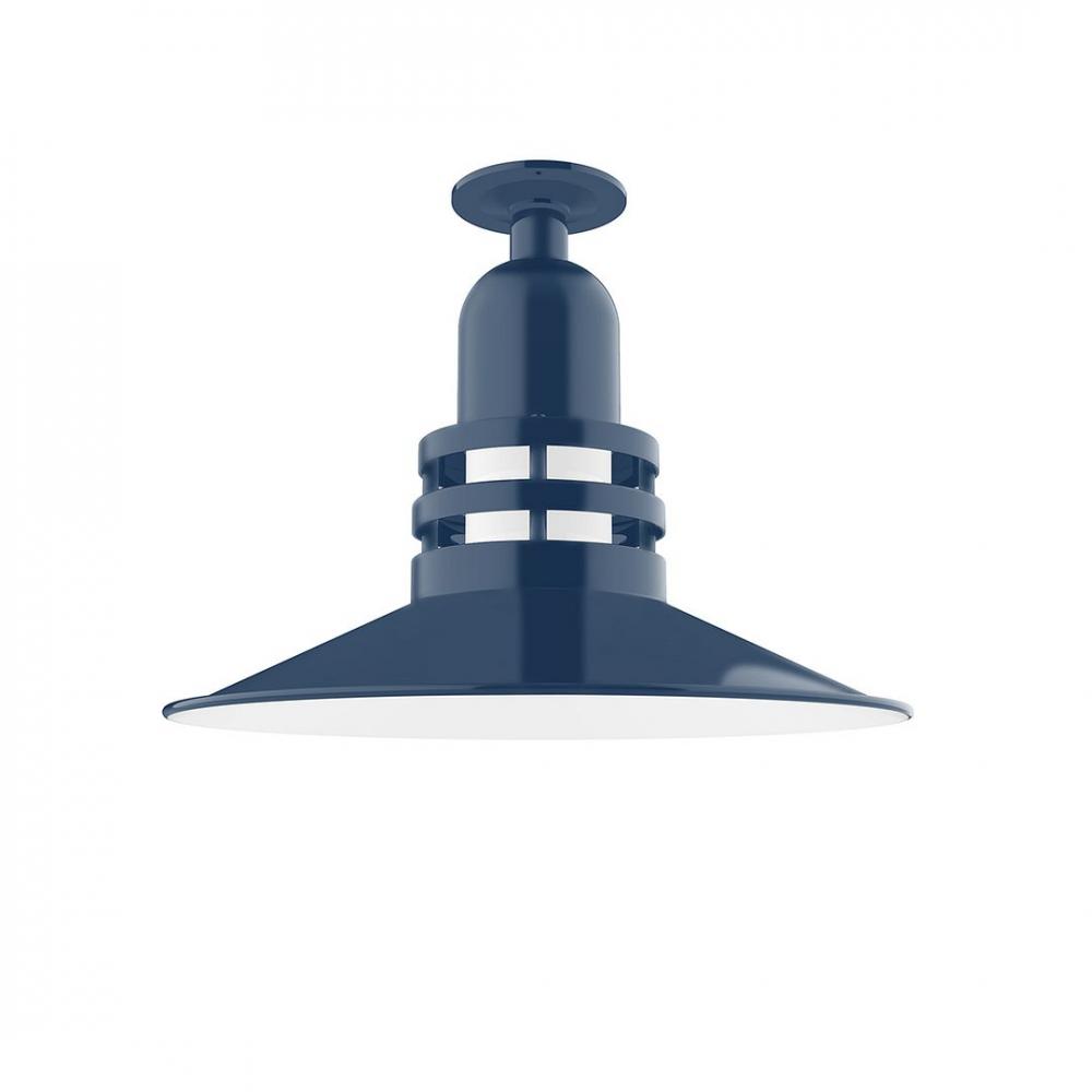 Atomic 16&#34; Flush Mount Light with Frosted Glass in Navy