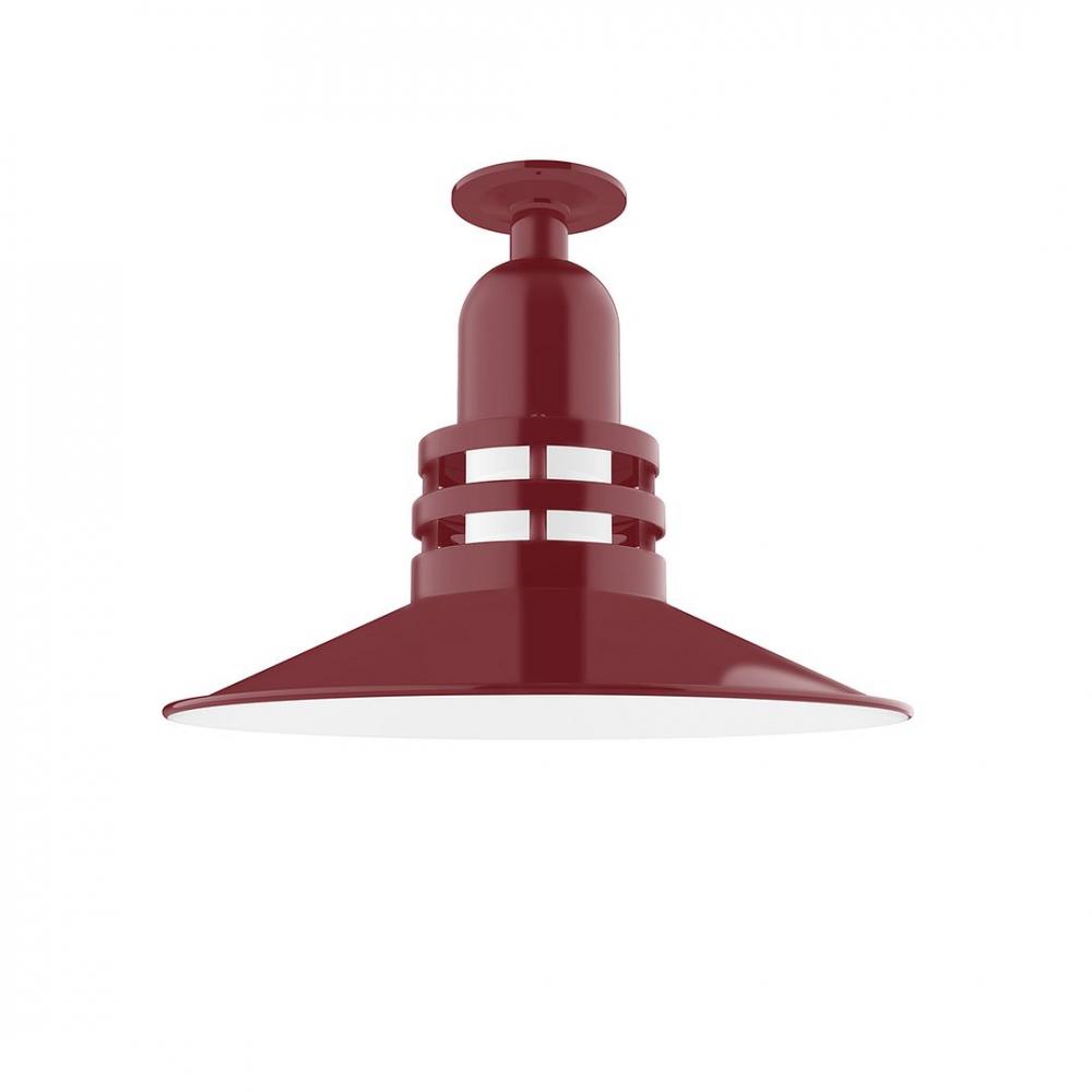 Atomic 16&#34; Flush Mount Light with Frosted Glass in Barn Red