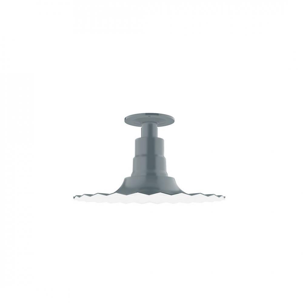 12&#34; Radial shade, Flush Mount Light ceiling light with Frosted Glass and cast guard, Slate Gray