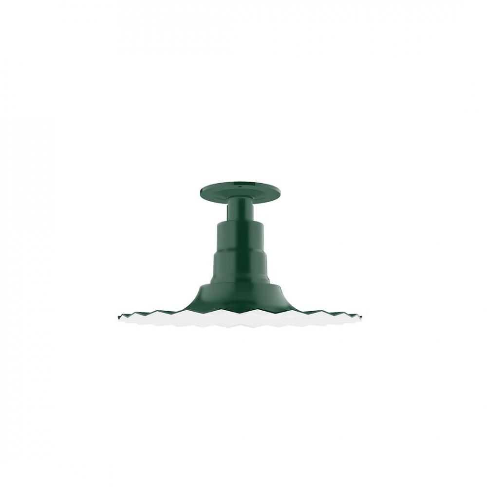 12&#34; Radial shade, Flush Mount Light ceiling light with Frosted Glass and cast guard, Forest Gree