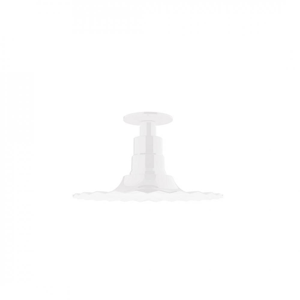 12&#34; Radial shade, Flush Mount Light ceiling light with Frosted Glass and cast guard, White