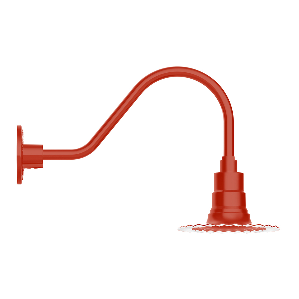 8&#34; Radial shade, gooseneck wall mount, Vermillion
