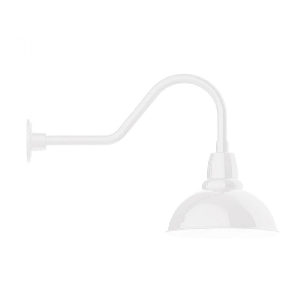 12&#34; Cafe shade, gooseneck wall mount, White