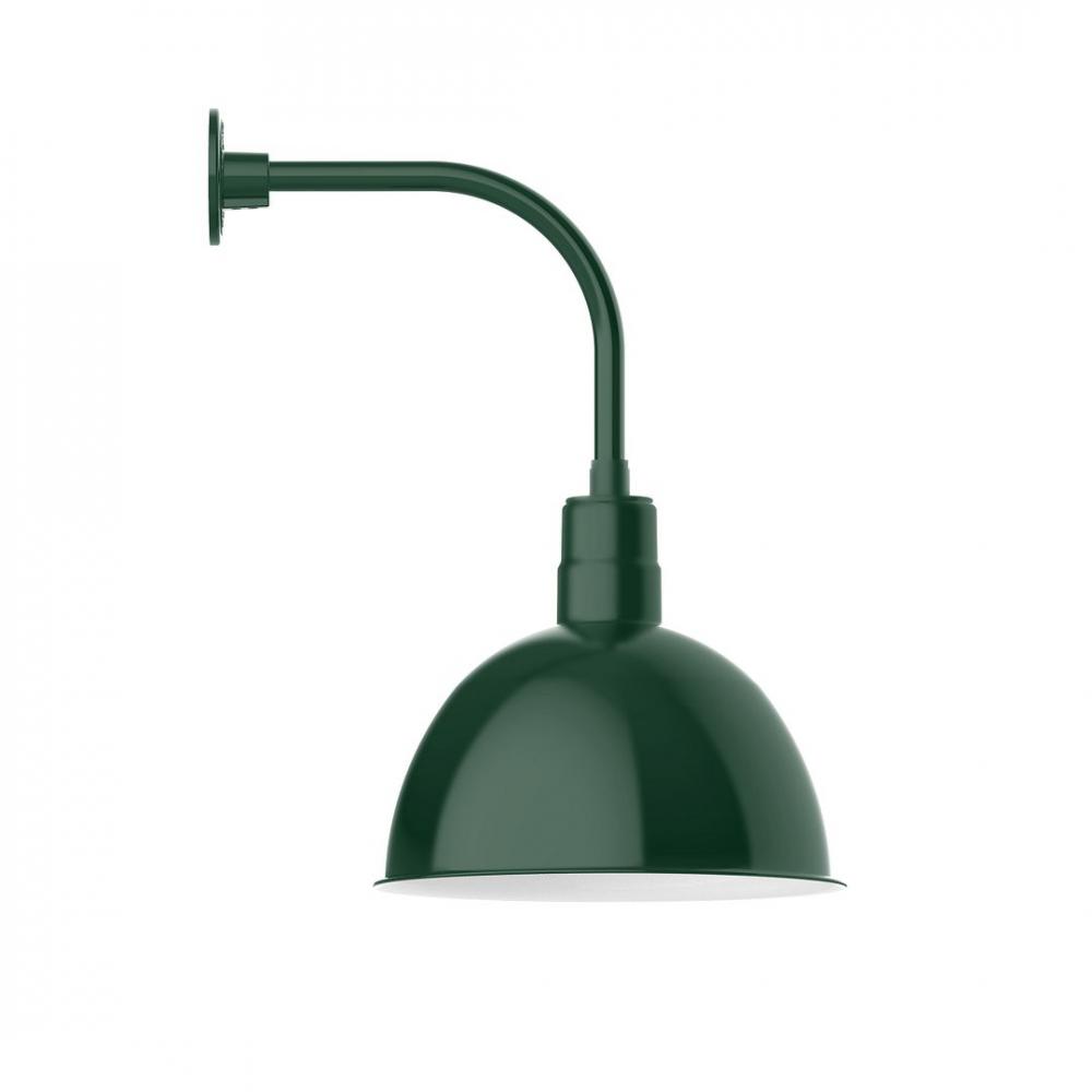 16&#34; Deep Bowl shade, LED Curved Arm Wall mount, Forest Green