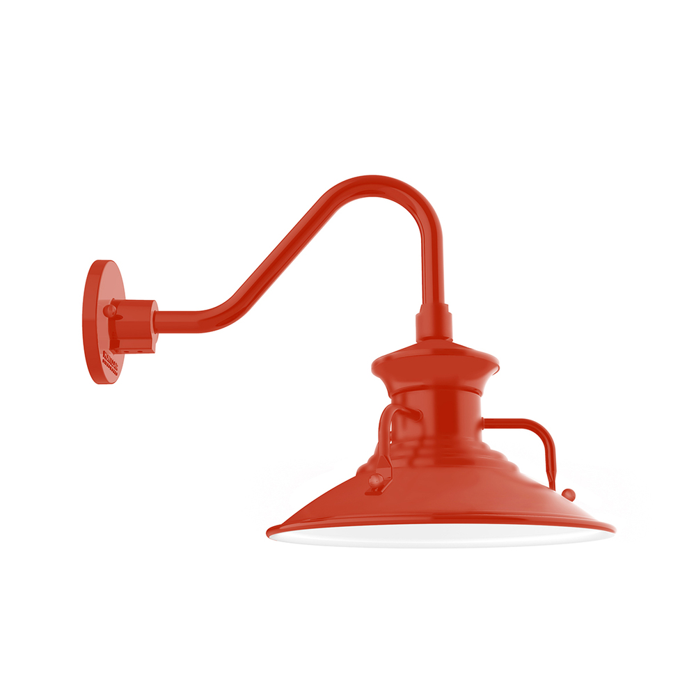 12&#34; Homestead shade, Gooseneck wall mount, Vermillion