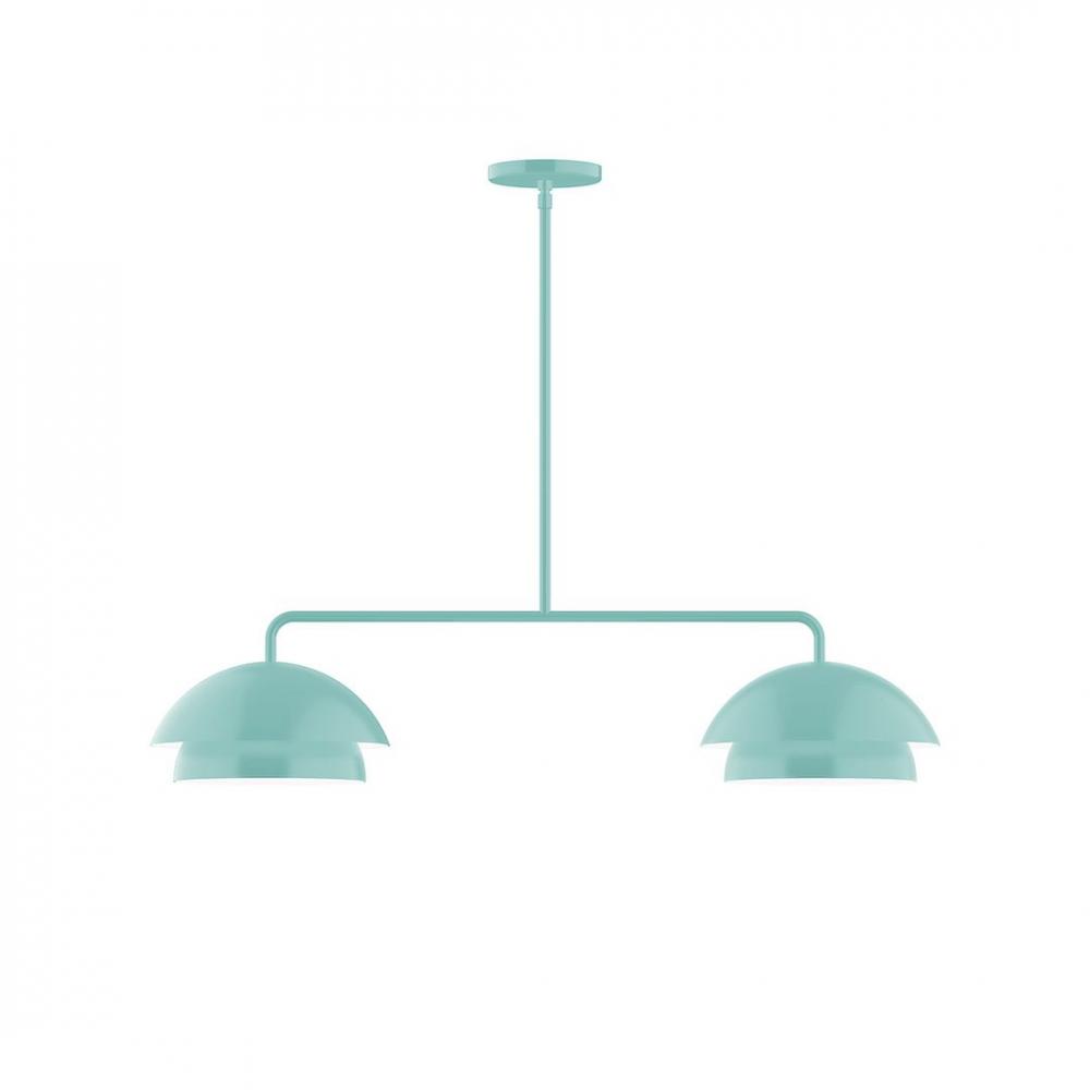 2-Light Axis Linear LED Pendant, Sea Green