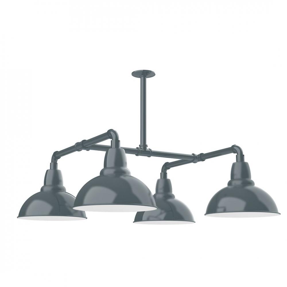 12&#34; Cafe shade, 4-light LED Stem Hung Pendant, Slate Gray