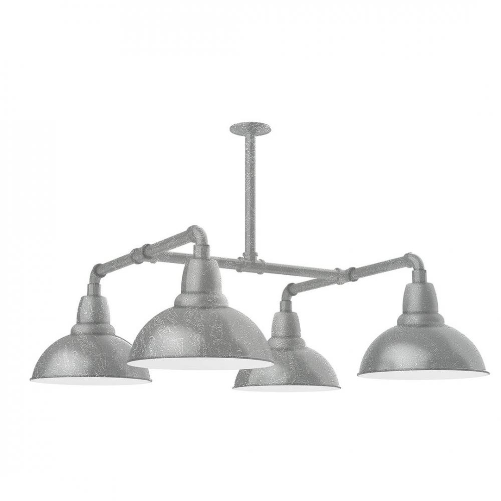 12&#34; Cafe shade, 4-light LED Stem Hung Pendant, Painted Galvanized