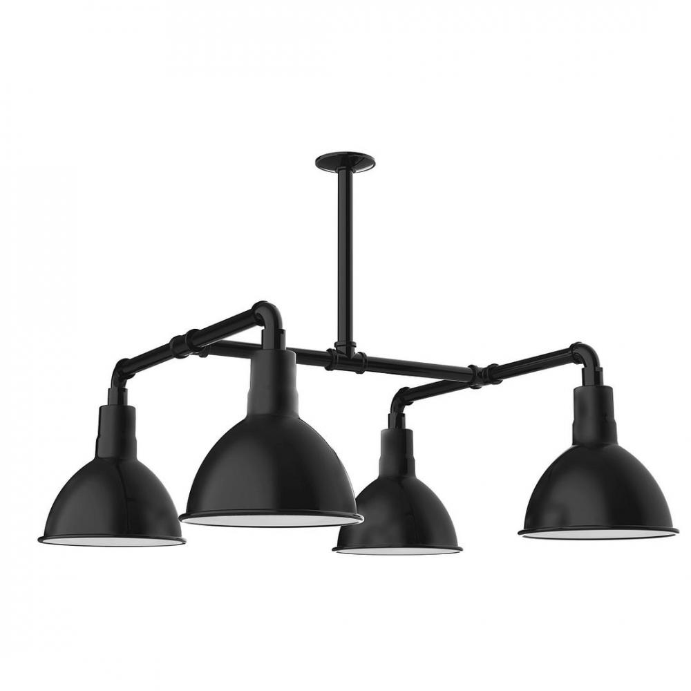 10&#34; Deep Bowl shade, 4-light LED Stem Hung Pendant, Black