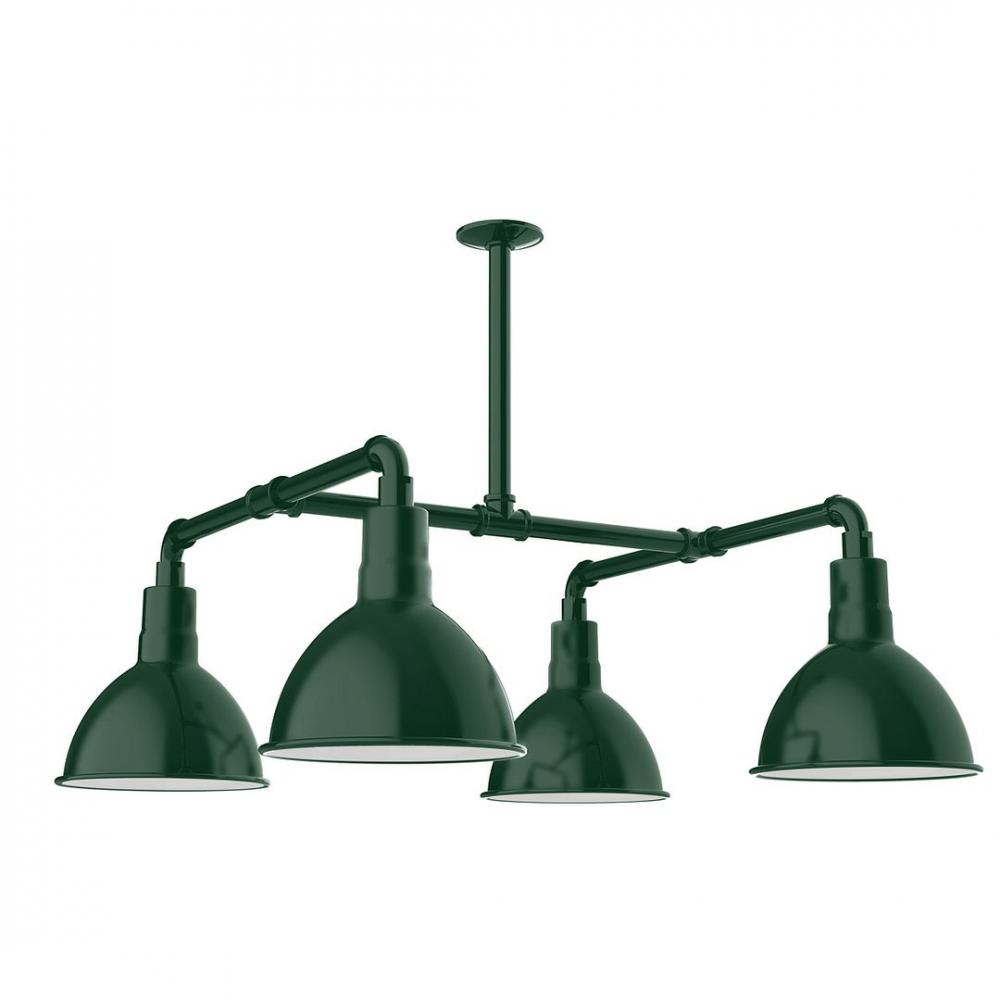 10&#34; Deep Bowl shade, 4-light LED Stem Hung Pendant, Forest Green