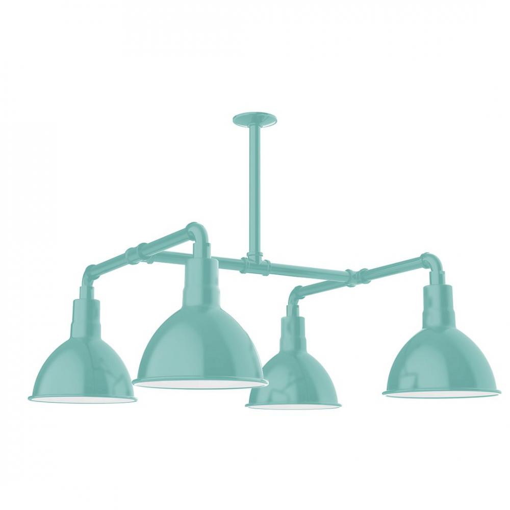 10&#34; Deep Bowl shade, 4-light LED Stem Hung Pendant, Sea Green