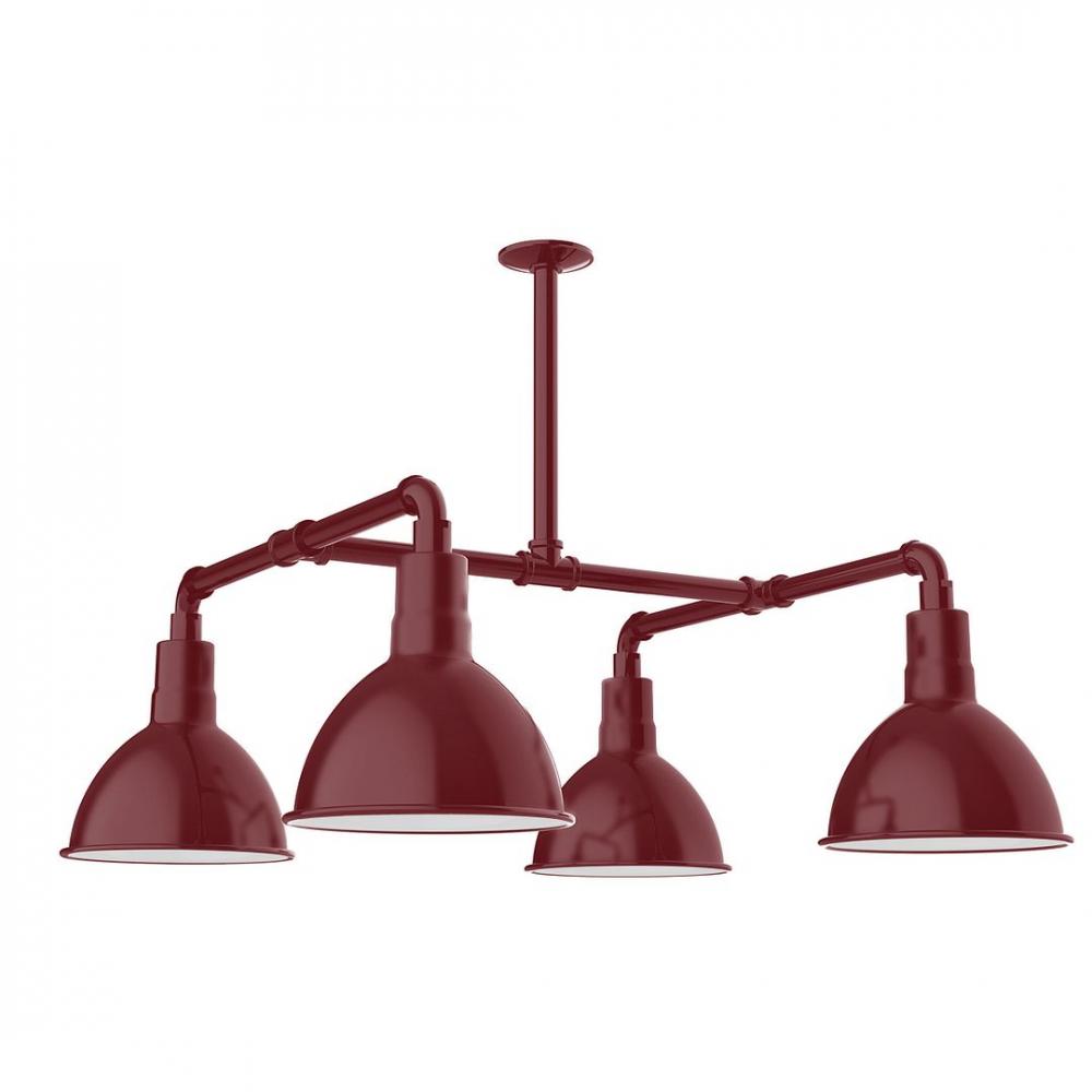 10&#34; Deep Bowl shade, 4-light LED Stem Hung Pendant, Barn Red