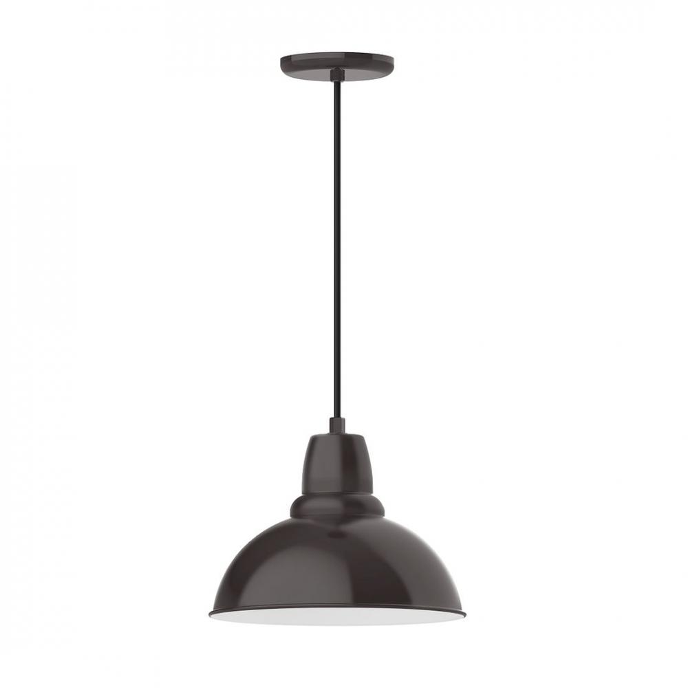 12&#34; Cafe shade, LED Pendant with black cord and canopy, Architectural Bronze