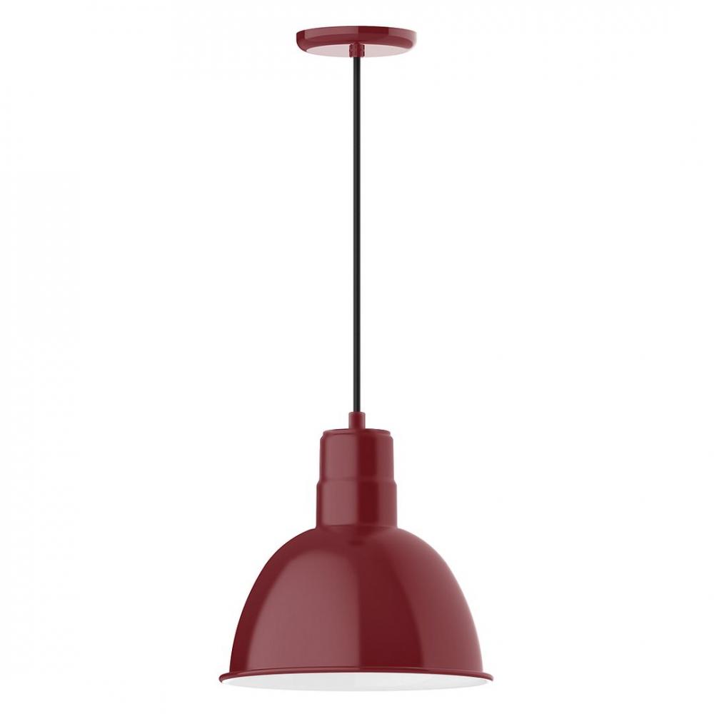 12&#34; Deep Bowl shade, LED Pendant with black cord and canopy, Barn Red