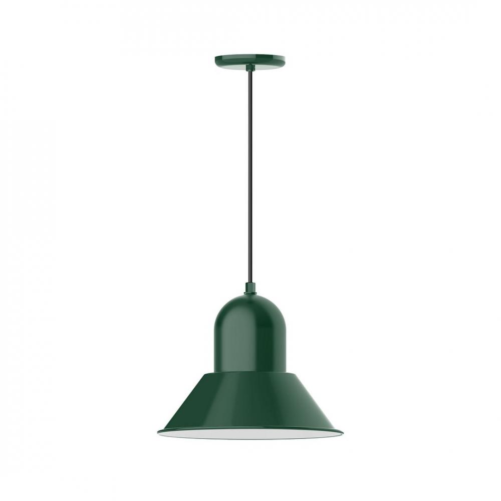 14&#34; Prima shade, LED Pendant with black solid fabric cord and canopy, Forest Green