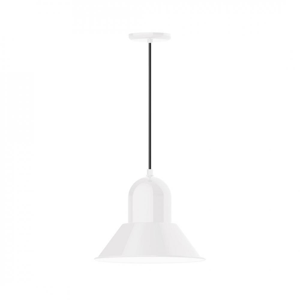 14&#34; Prima shade, LED Pendant with neutral argyle fabric cord and canopy, White