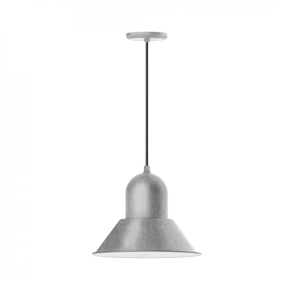 14&#34; Prima shade, LED Pendant with navy mini tweed fabric cord and canopy, Painted Galvanized