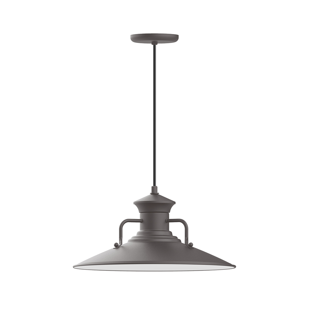 18&#34; Homestead shade, pendant with white cord and canopy, Bronze Matte
