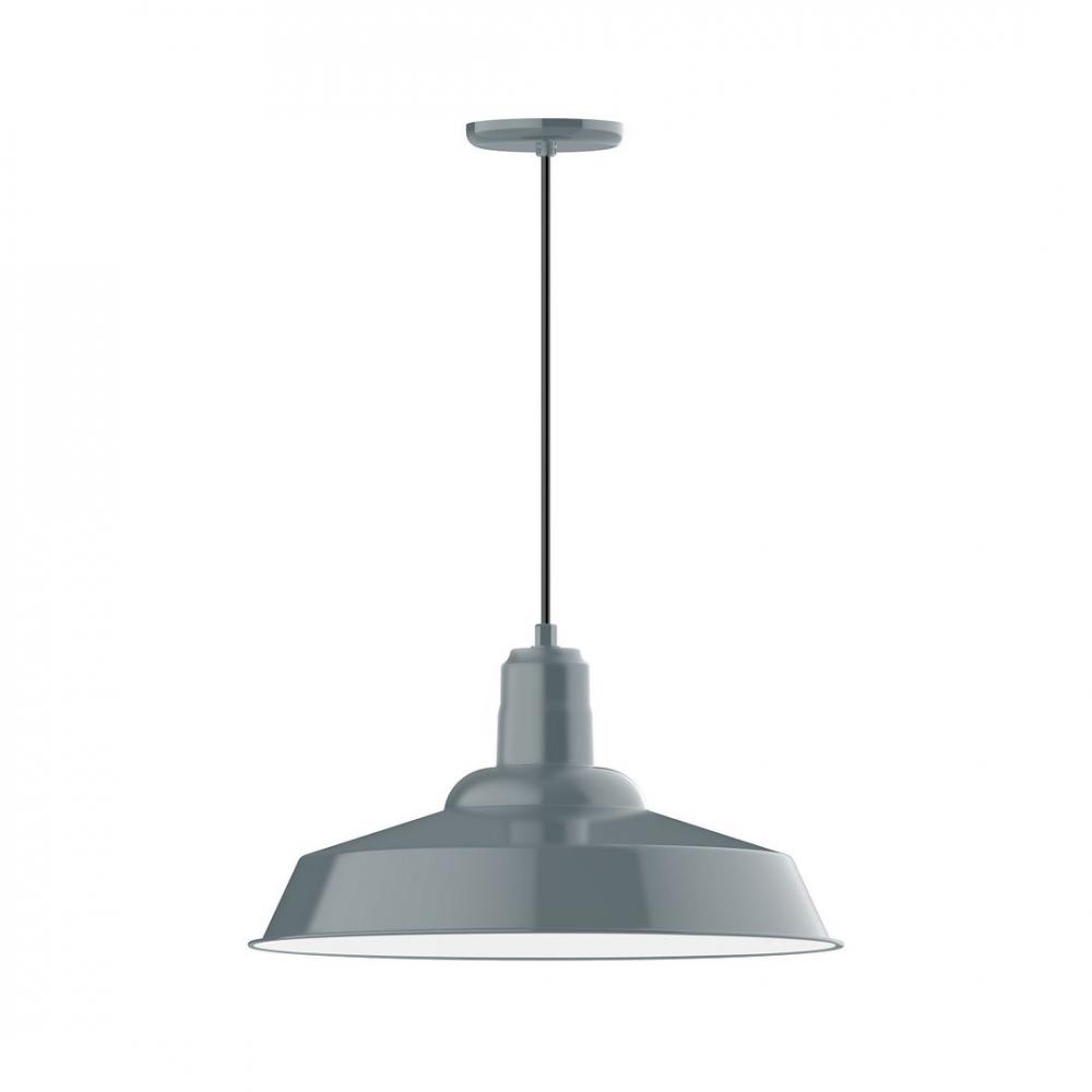 20&#34; Warehouse shade, LED Pendant with white cord and canopy, Slate Gray