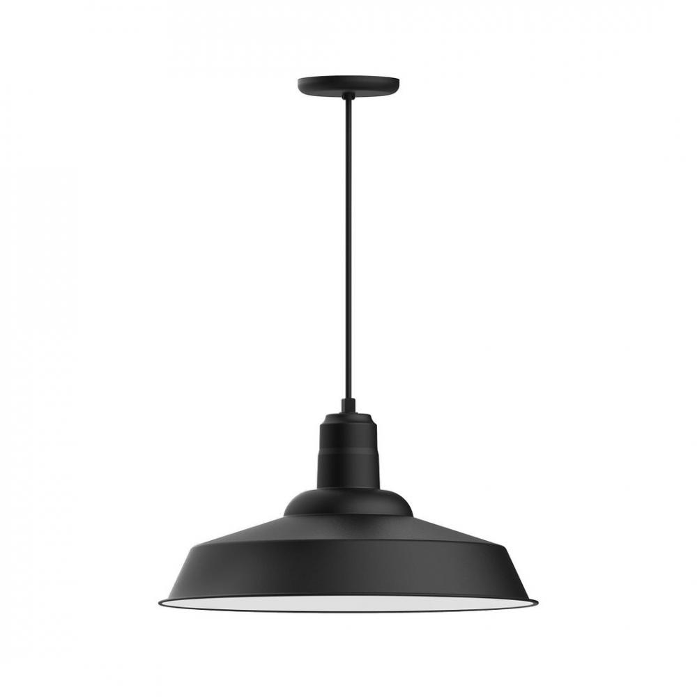 20&#34; Warehouse shade, LED Pendant with black cord and canopy, Black