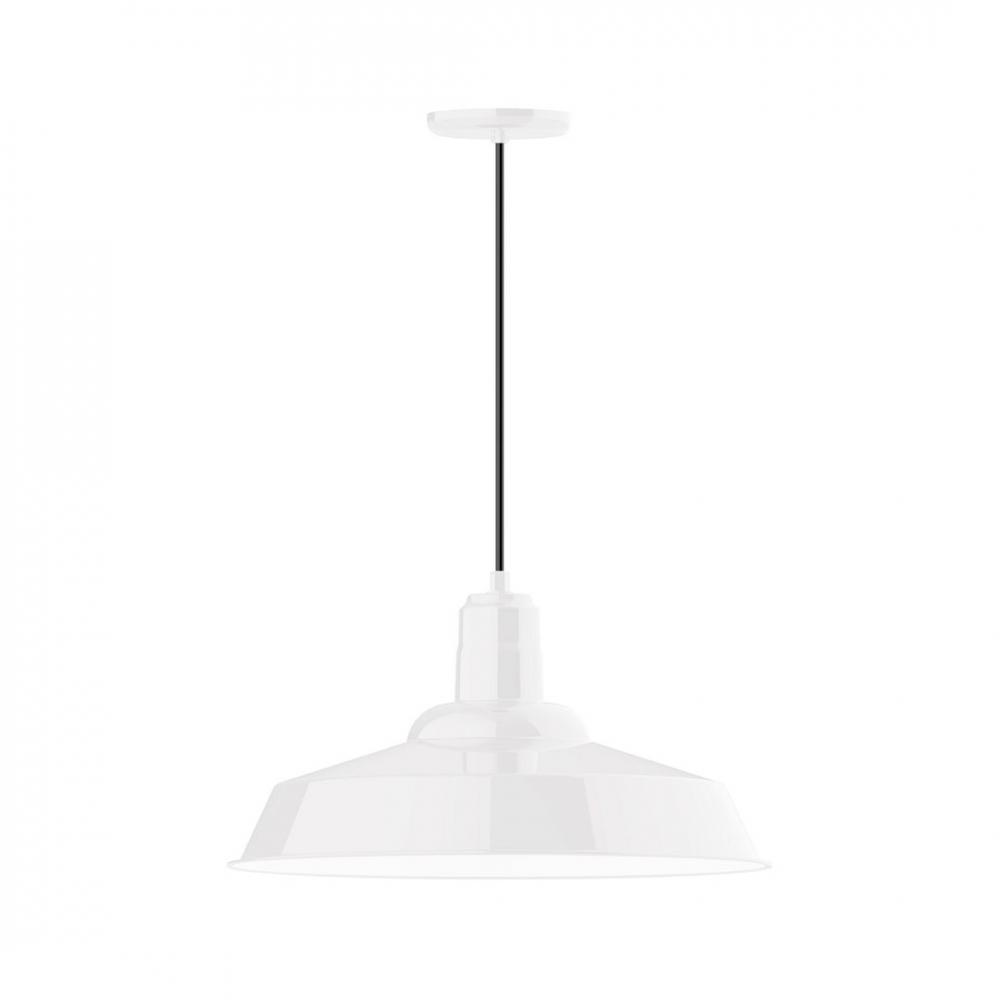 20&#34; Warehouse shade, LED Pendant with white cord and canopy, White