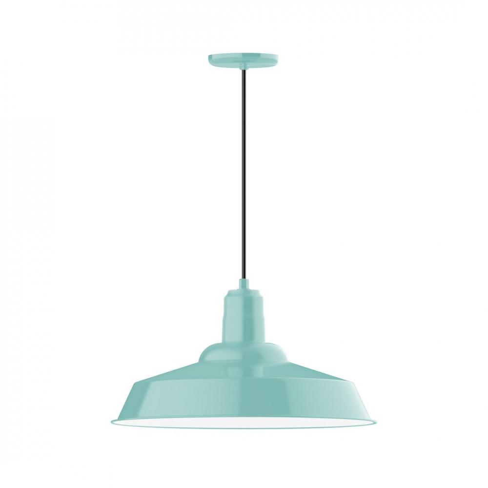 20&#34; Warehouse shade, LED Pendant with black cord and canopy, Sea Green