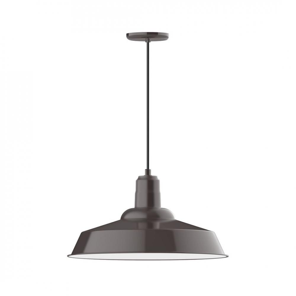 20&#34; Warehouse shade, LED Pendant with black cord and canopy, Architectural Bronze