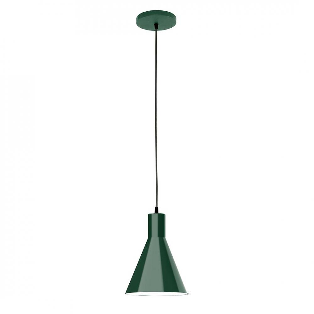 8&#34; J-Series shade, gray solid fabric cord with canopy, Forest Green