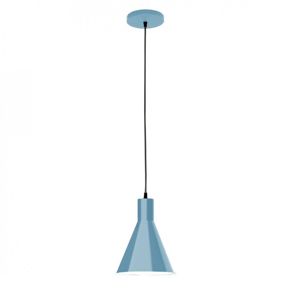 8&#34; J-Series shade, polished copper fabric cord with canopy, Light Blue