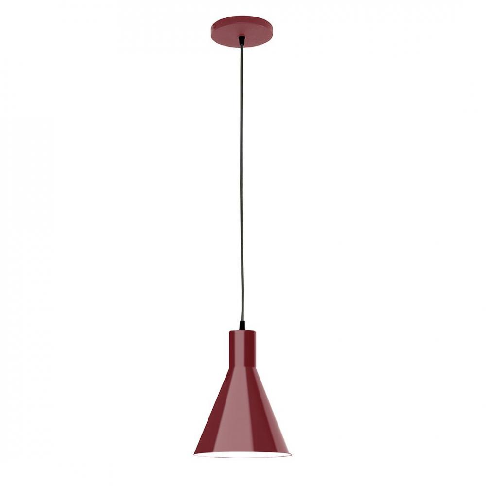 8&#34; J-Series shade, polished copper fabric cord with canopy, Barn Red