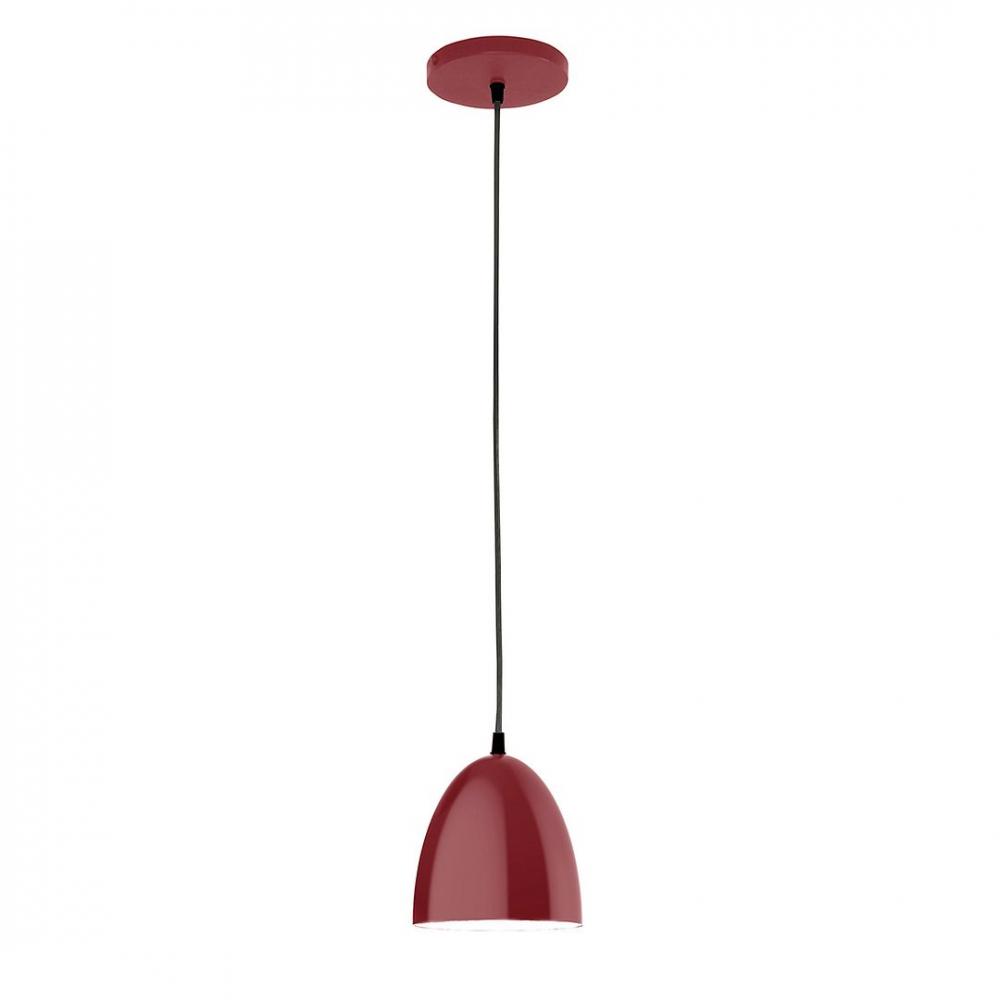 6&#34; J-Series shade, gray solid fabric cord with canopy, Barn Red