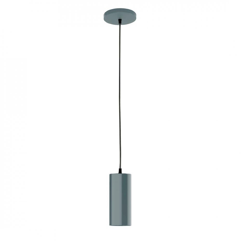 3.5&#34; J-Series shade, polished copper fabric cord with canopy, Slate Gray