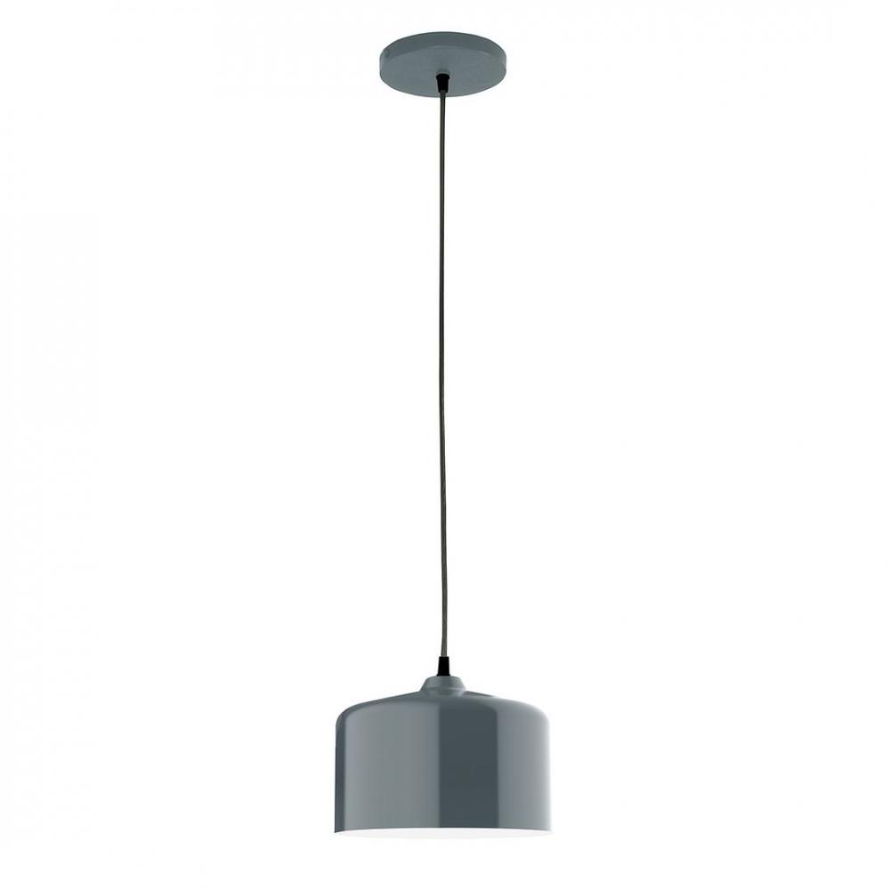 8.5&#34; J-Series shade, polished copper fabric cord with canopy, Slate Gray