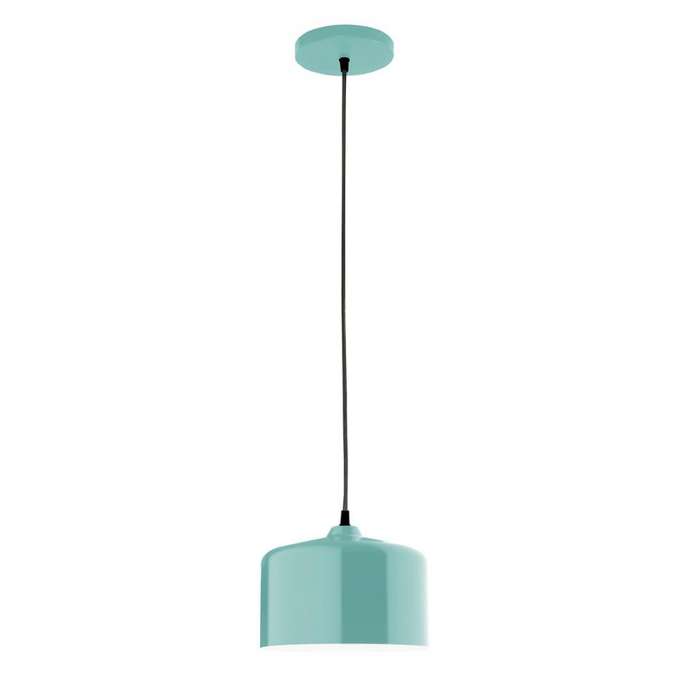 8.5&#34; J-Series shade, polished copper fabric cord with canopy, Sea Green