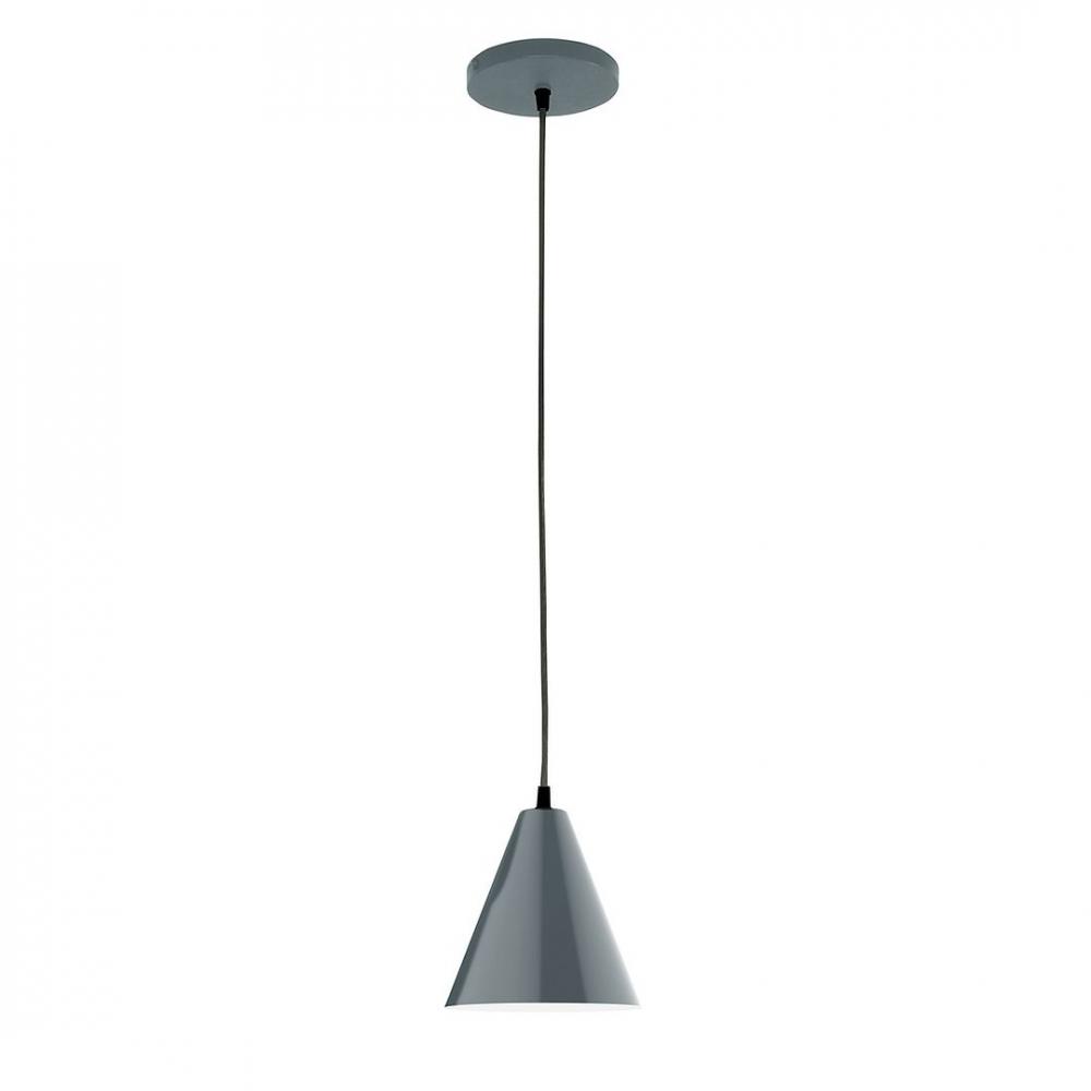 8&#34; J-Series shade, polished copper fabric cord with canopy, Slate Gray