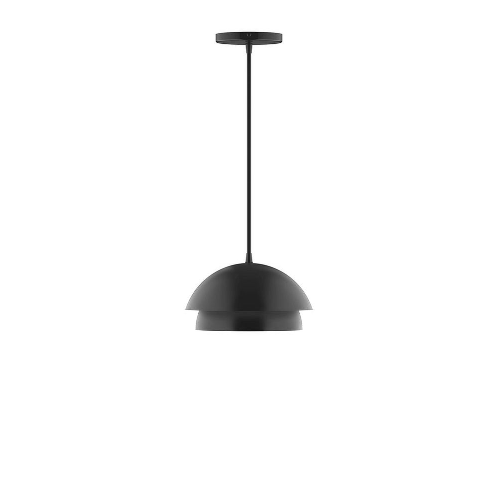 10&#34; Nest LED Pendant, white cord with canopy, Black