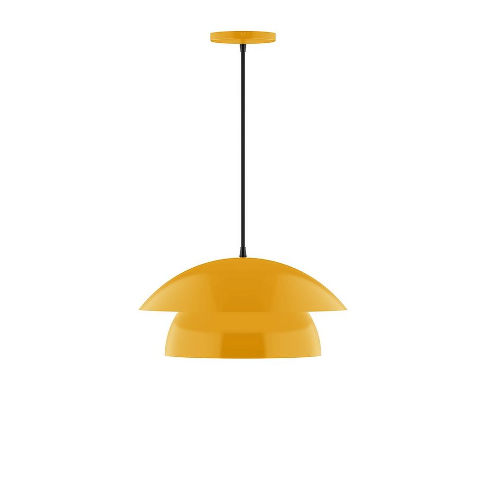 16&#34; Nest LED Pendant, polished copper fabric cord with canopy, Bright Yellow