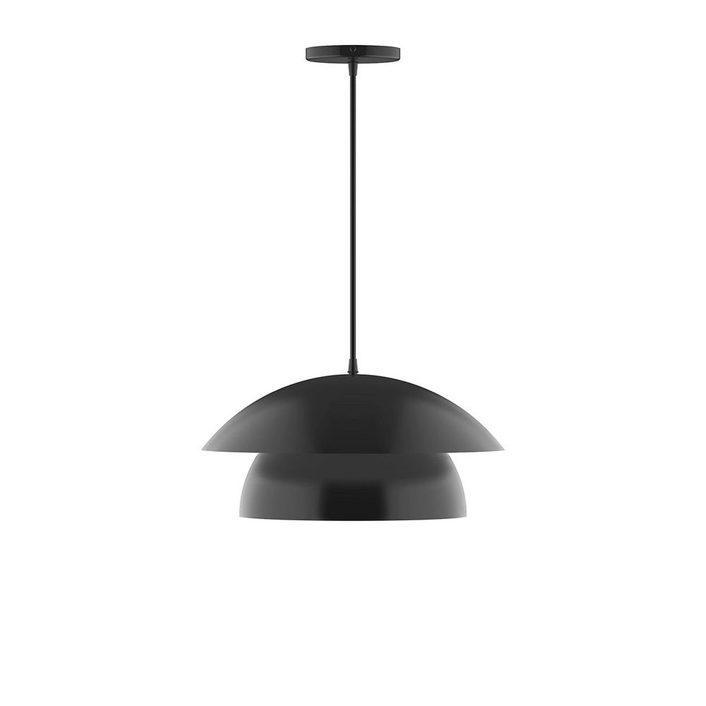 16&#34; Nest LED Pendant, polished copper fabric cord with canopy, Black