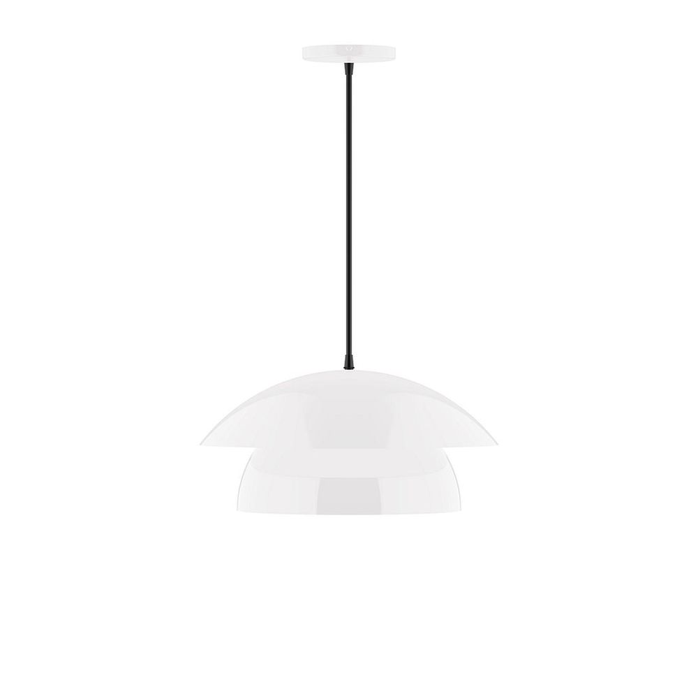 16&#34; Nest LED Pendant, gray fabric cord with canopy, White