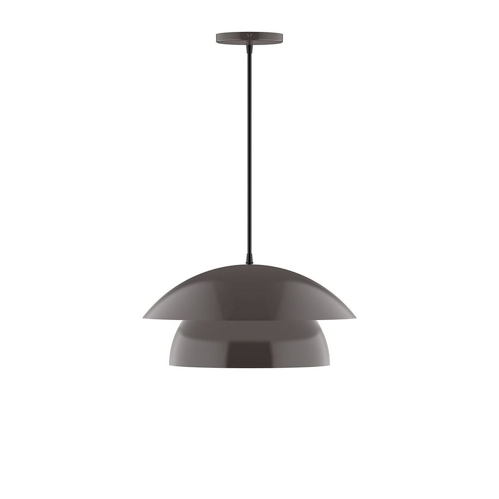 16&#34; Nest LED Pendant, gray fabric cord with canopy, Architectural Bronze