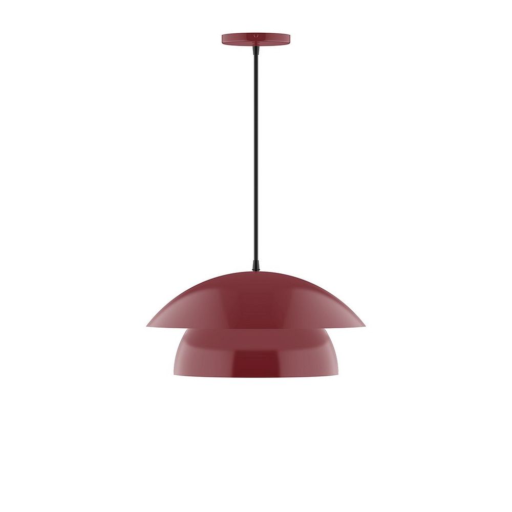 16&#34; Nest LED Pendant, polished copper fabric cord with canopy, Barn Red