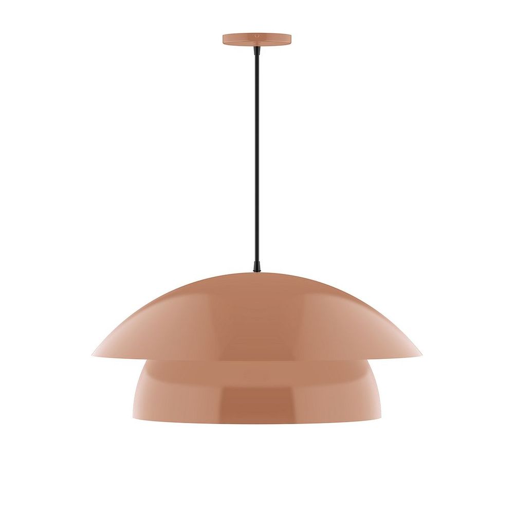 24&#34; Nest LED Pendant, gray fabric cord with canopy, Terracotta