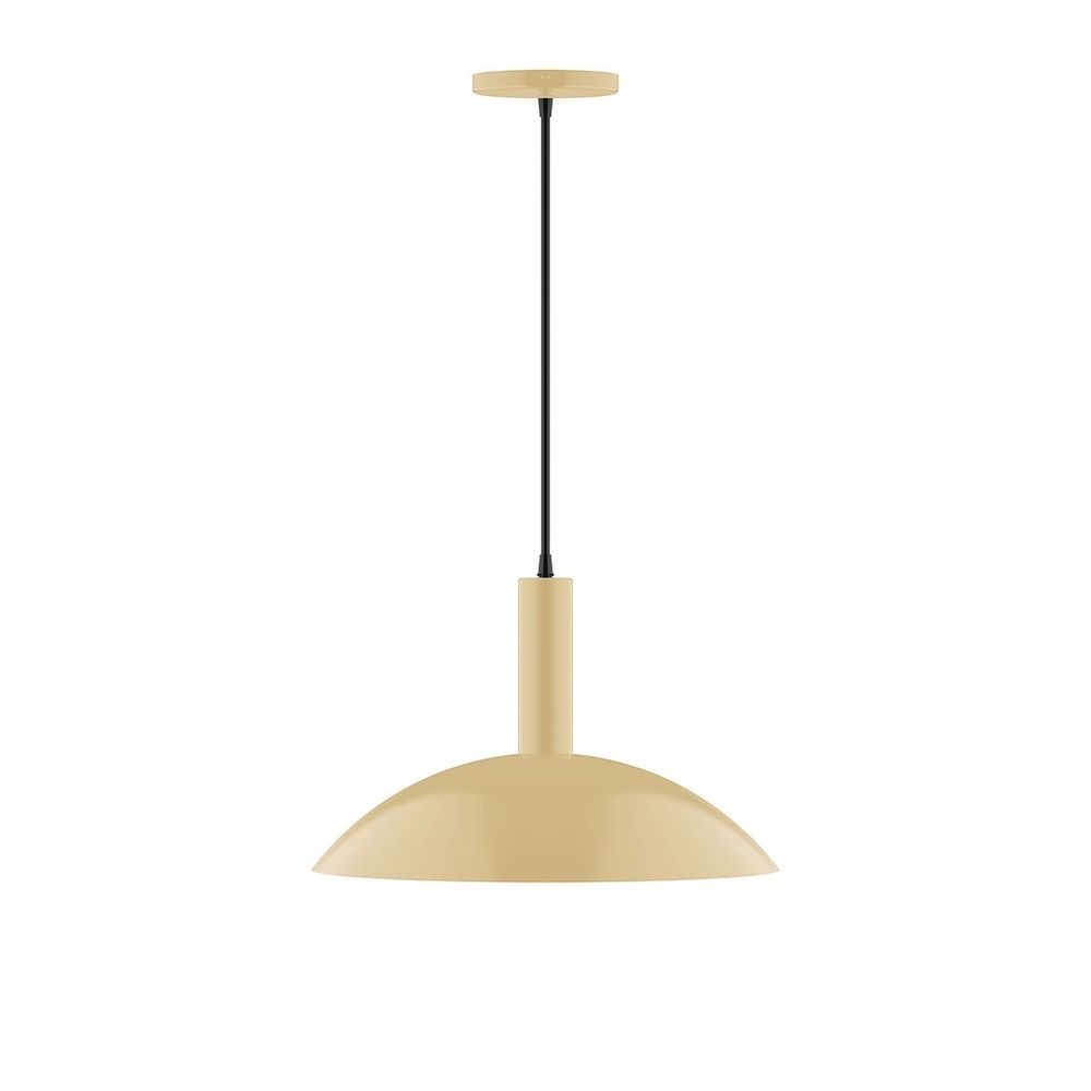 16&#34; Stack Half Dome LED Pendant, polished copper fabric cord with canopy, Ivory