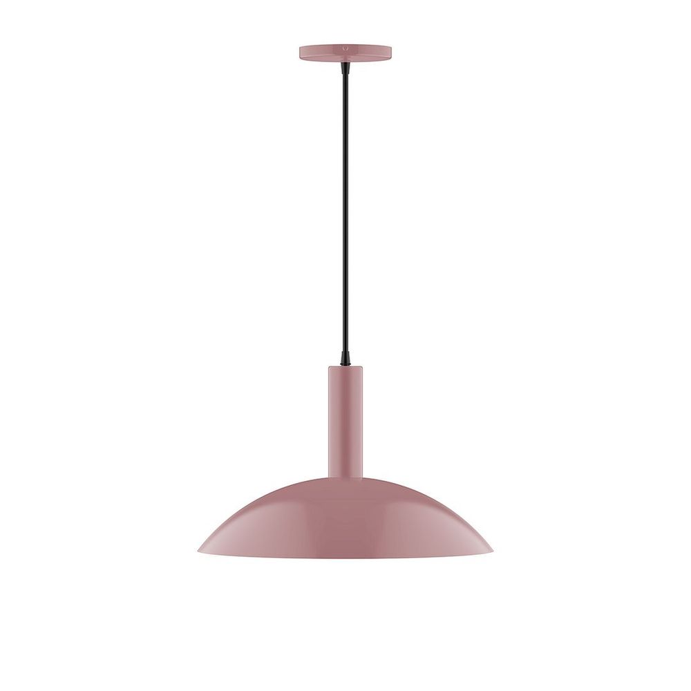 16&#34; Stack Half Dome LED Pendant, polished copper fabric cord with canopy, Mauve