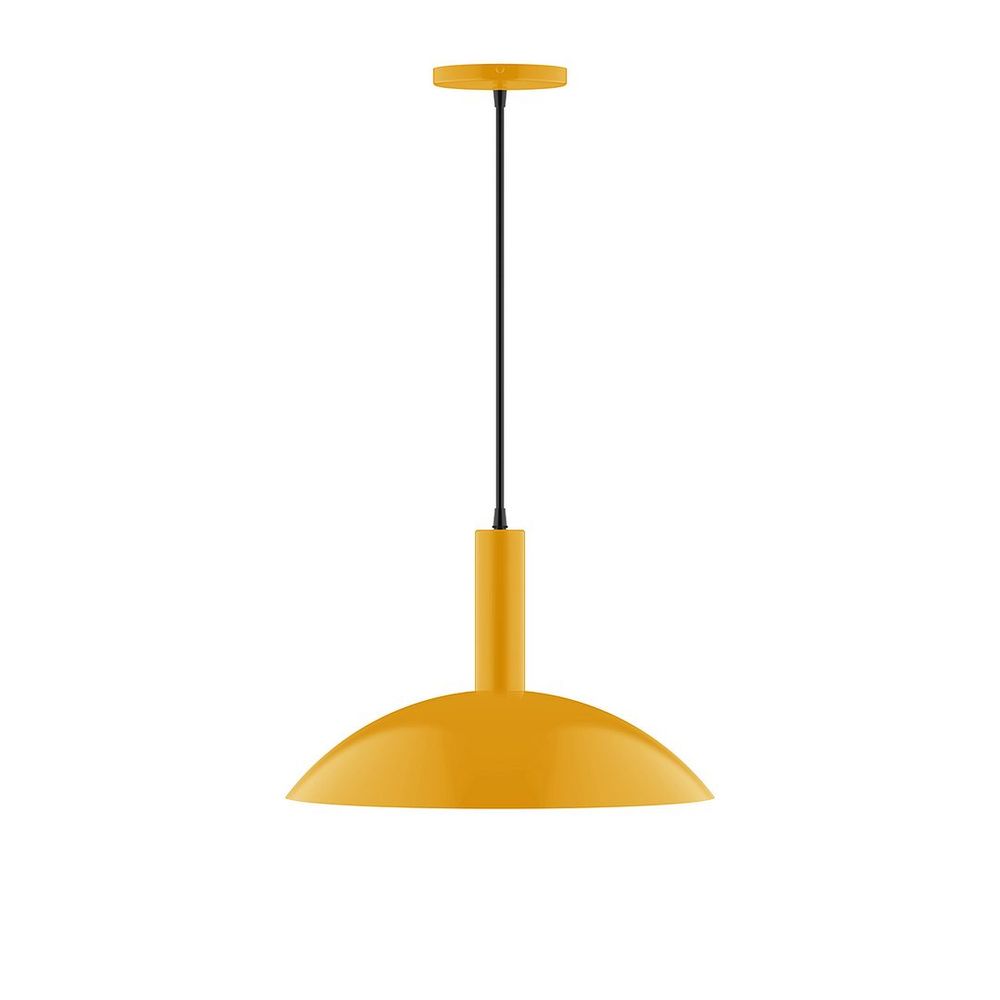 16&#34; Stack Half Dome LED Pendant, polished copper fabric cord with canopy, Bright Yellow