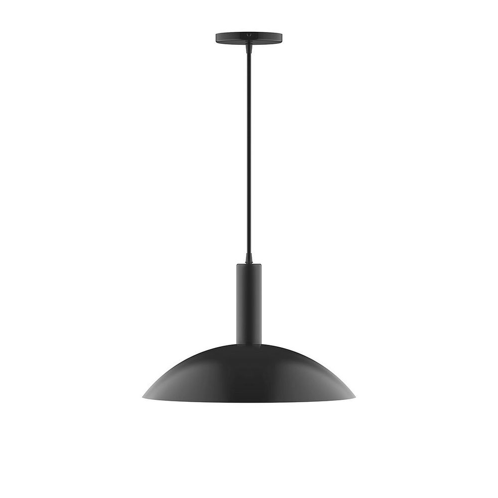 16&#34; Stack Half Dome LED Pendant, black fabric cord with canopy, Black