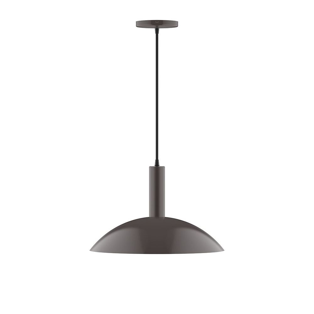 16&#34; Stack Half Dome LED Pendant, gray fabric cord with canopy, Architectural Bronze