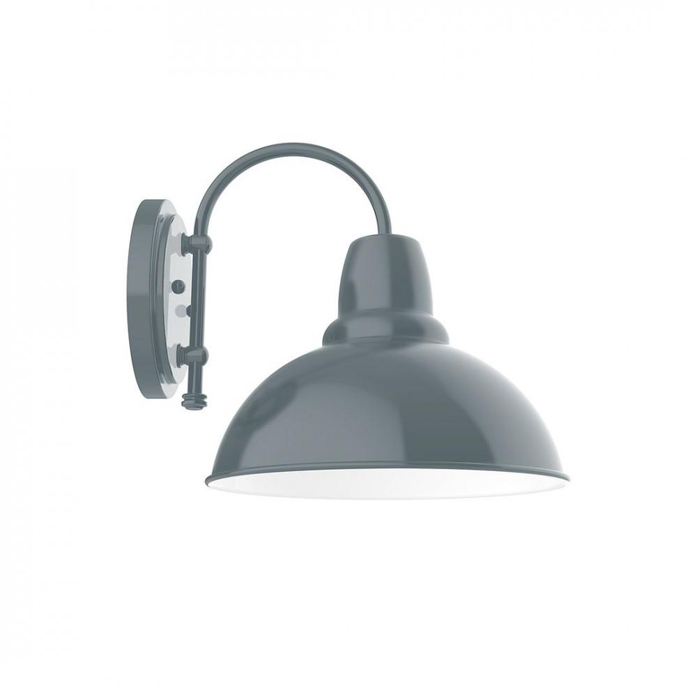 12&#34; Cafe shade, wall mount sconce with clear glass and guard, Slate Gray