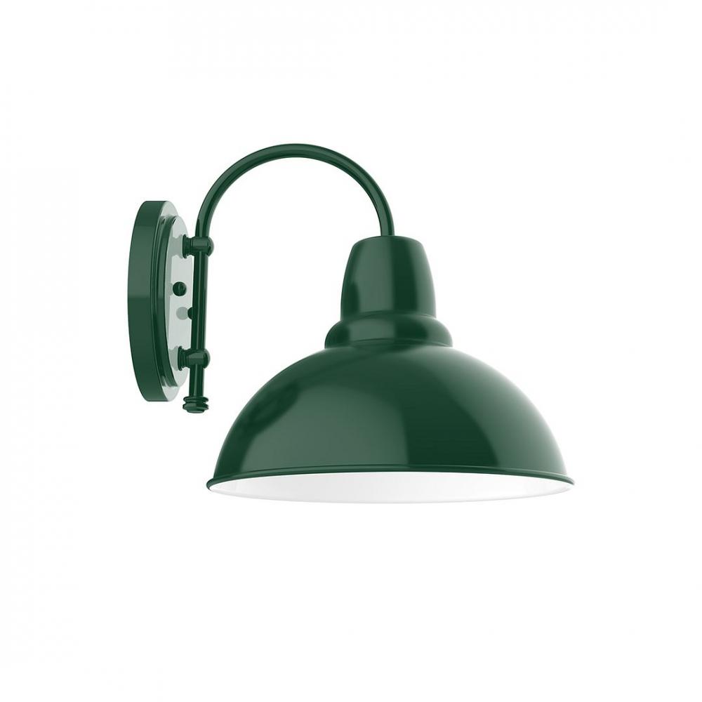 12&#34; Cafe shade, wall mount sconce with Frosted Glass and guard, Forest Green