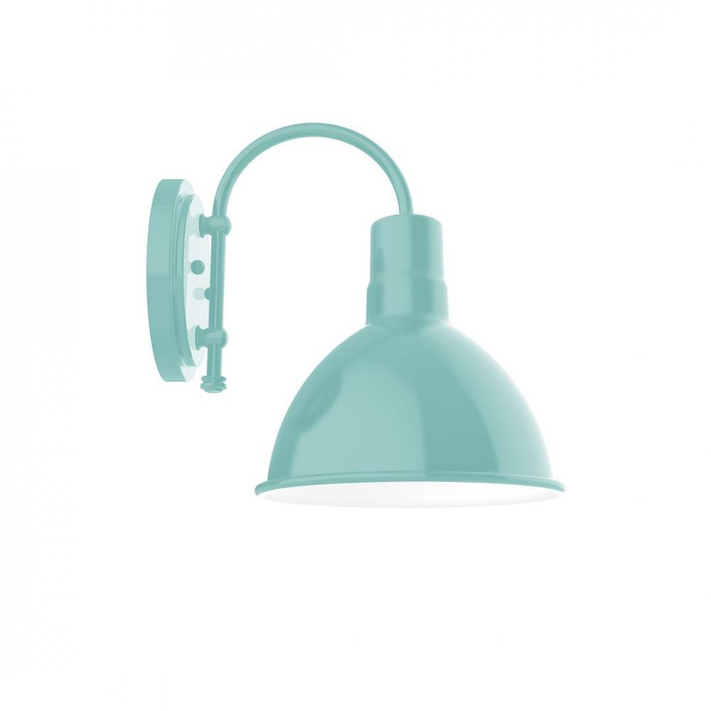 10&#34; Deep Bowl shade, wall mount sconce with clear glass and guard, Sea Green